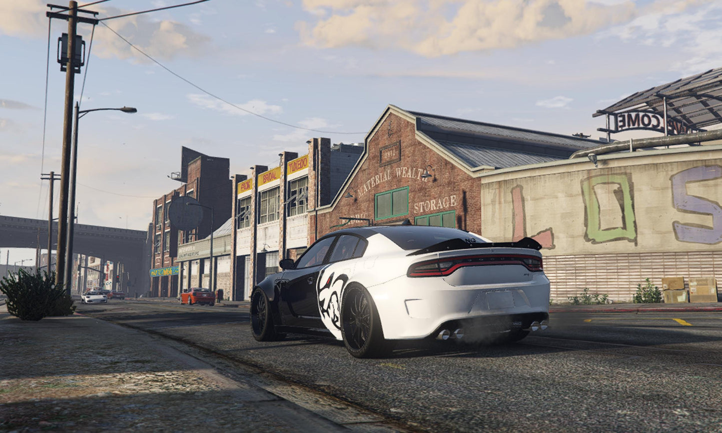 FiveM Dodge Charger Hellcat Add-On: Zebra Livery, Optimized RP Muscle Car