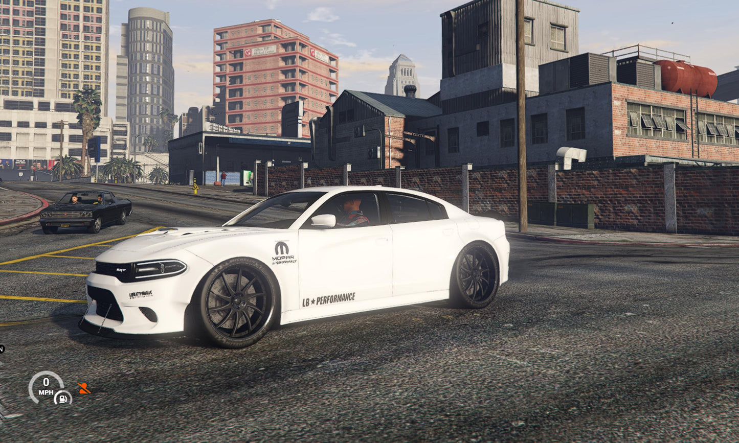 FiveM Dodge Charger Hellcat Add-On: Zebra Livery, Optimized RP Muscle Car