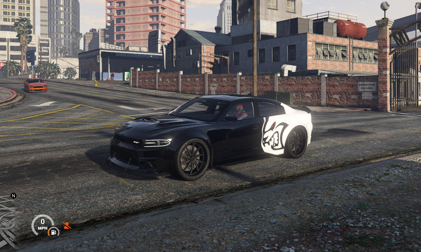 FiveM Dodge Charger Hellcat Add-On: Zebra Livery, Optimized RP Muscle Car
