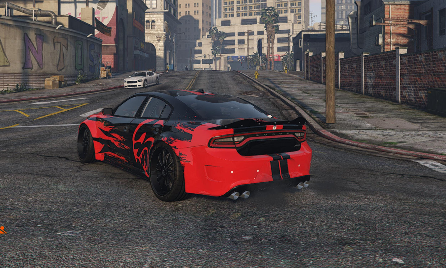 FiveM Dodge Charger Hellcat Add-On: Zebra Livery, Optimized RP Muscle Car