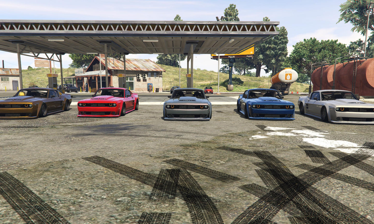 FiveM Debadged Muscle Car Mod: Custom Widebody, 5 Colors