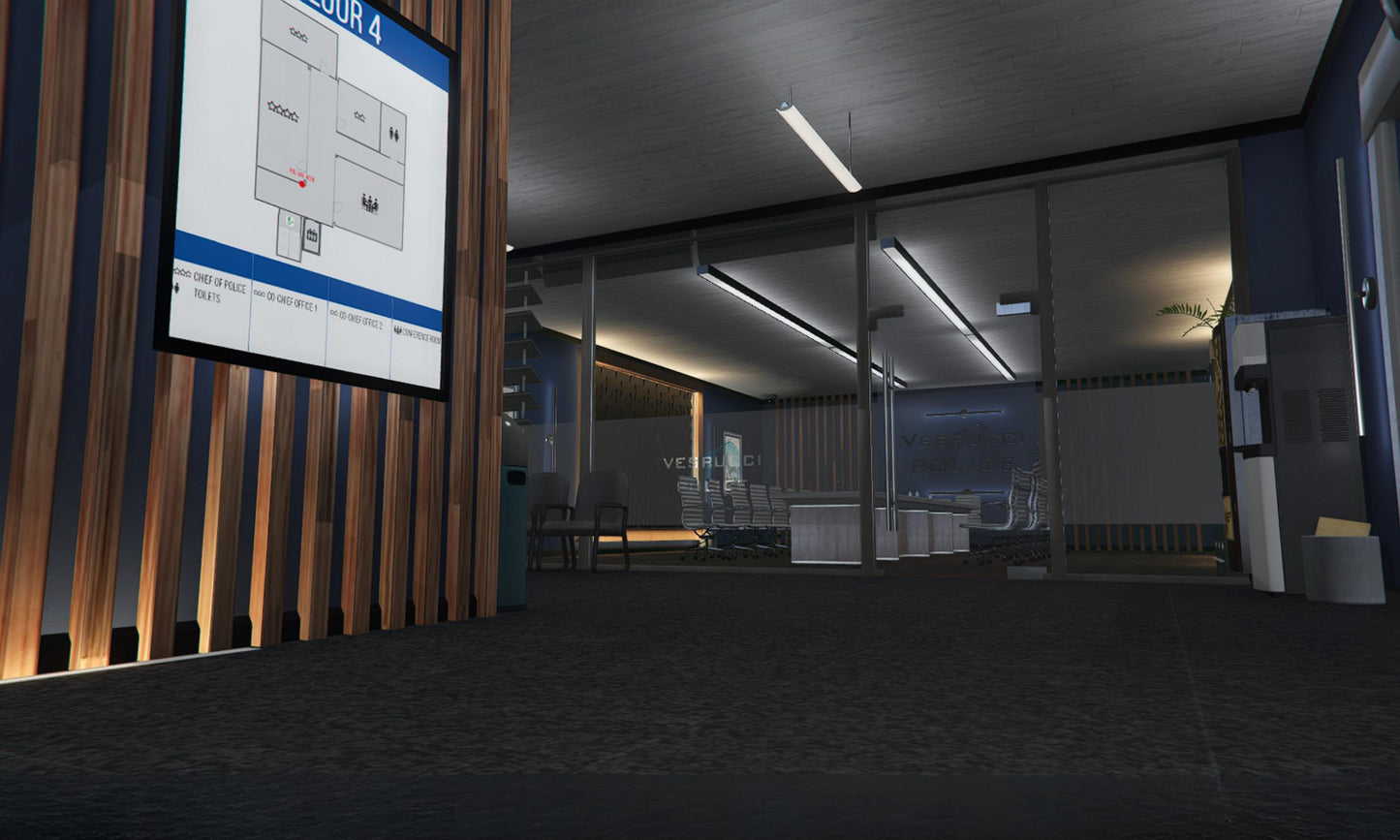 FiveM Police Station MLO: Modern Interior, Conference Rooms & Parking Lot