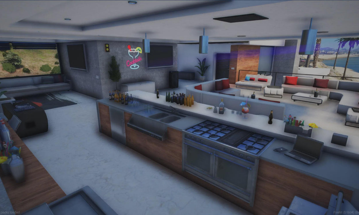 Modern Mansion MLO, Luxury Estate Interior, Hillside Roleplay Property