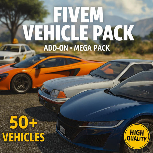 FiveM Ultimate Vehicle Mega Pack  | 50+ High-Quality Cars | Daily, Luxury, Armored, Police | Drag & Drop Install | Fivem Car Packs