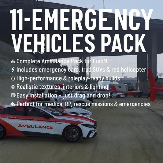 FiveM Emergency Vehicles Pack: Medical RP Ambulance, Trucks & Helicopter
