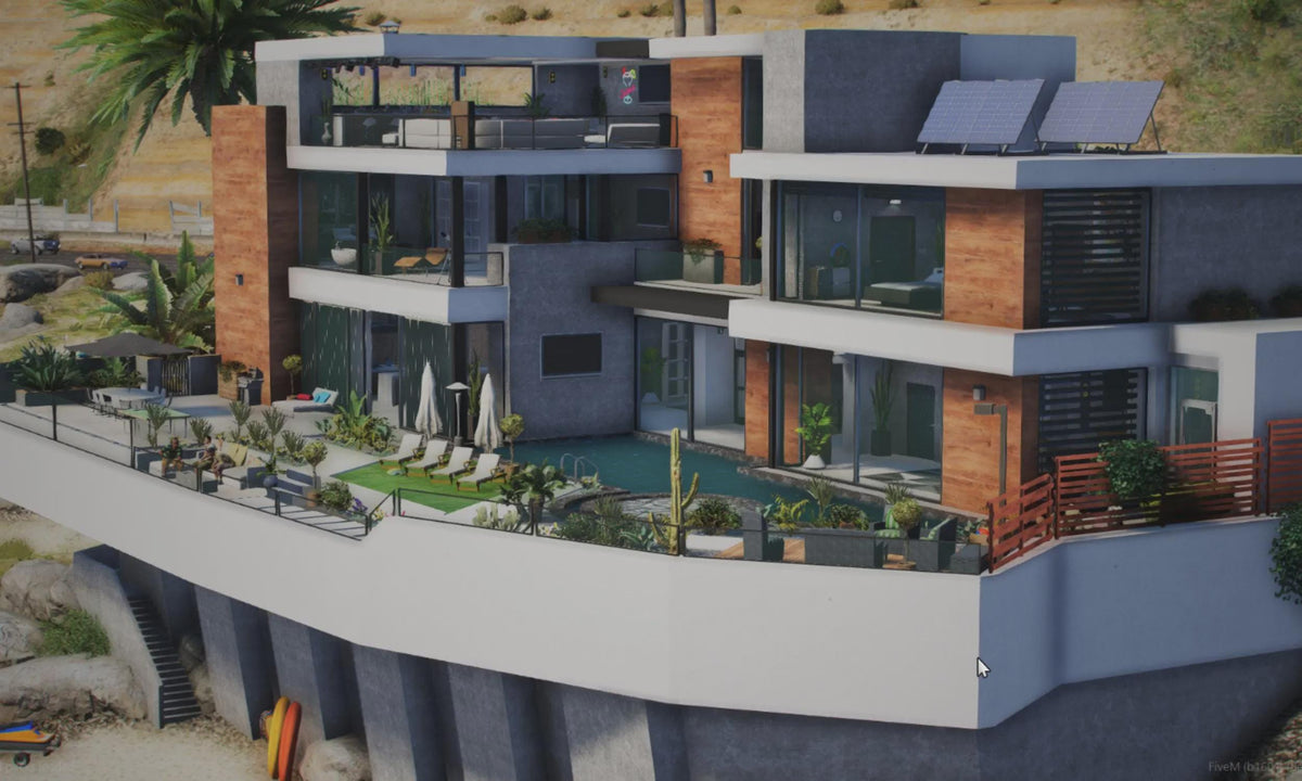 Modern Mansion MLO, Luxury Estate Interior, Hillside Roleplay Property