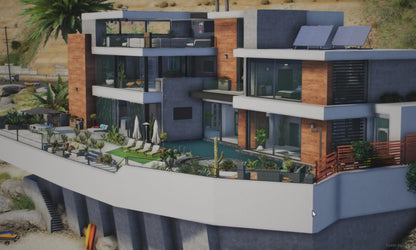 Modern Mansion MLO, Luxury Estate Interior, Hillside Roleplay Property