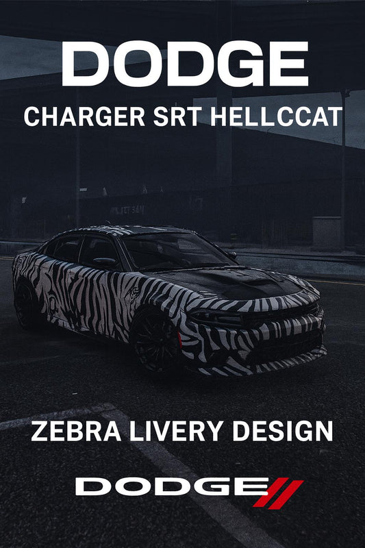 FiveM Dodge Charger Hellcat Add-On: Zebra Livery, Optimized RP Muscle Car