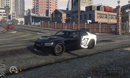 FiveM Dodge Charger Hellcat Add-On: Zebra Livery, Optimized RP Muscle Car